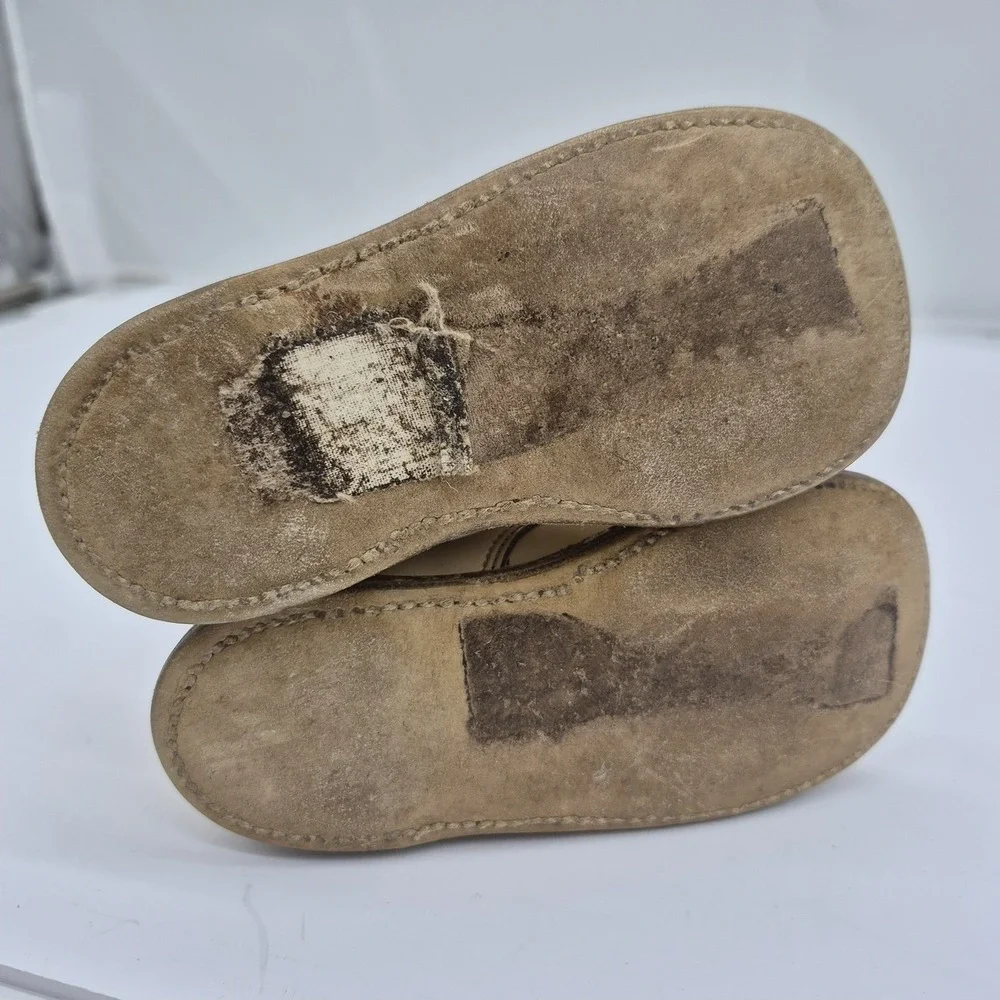 Vintage Buster Brown Baby Infant Shoes Lace Up Antiqued Cream Unisex SIZE 4 1/2